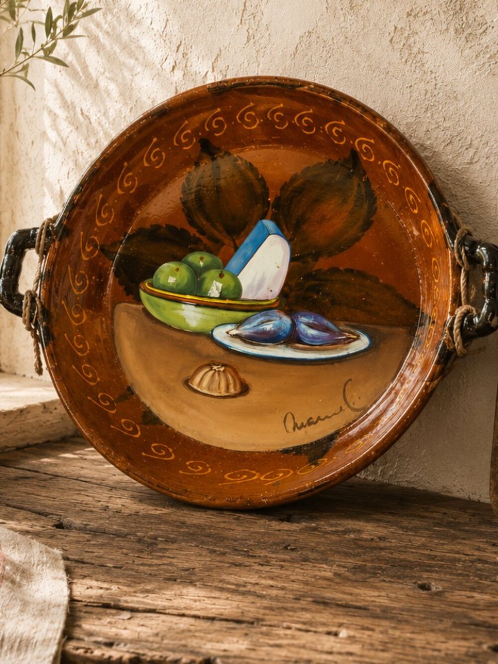 Rare Vintage Macario Covarrubias Signed Mexican Folk Art Pottery Cazuela Bowl